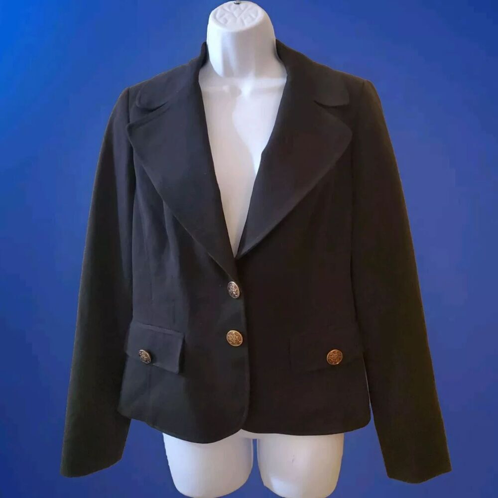 Vintage Alberto Makali Women's Blazer Black Size 10 Gold Buttons